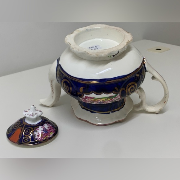 1830s Vintage Gaudy Welsh CHINOISSERIE Pattern Finial Lidded Lustre Teapot - Picture 16 of 16